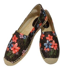 Michael Kors Kendrick Slip On Espadrille Loafer Beige / Brown Flower 7.5